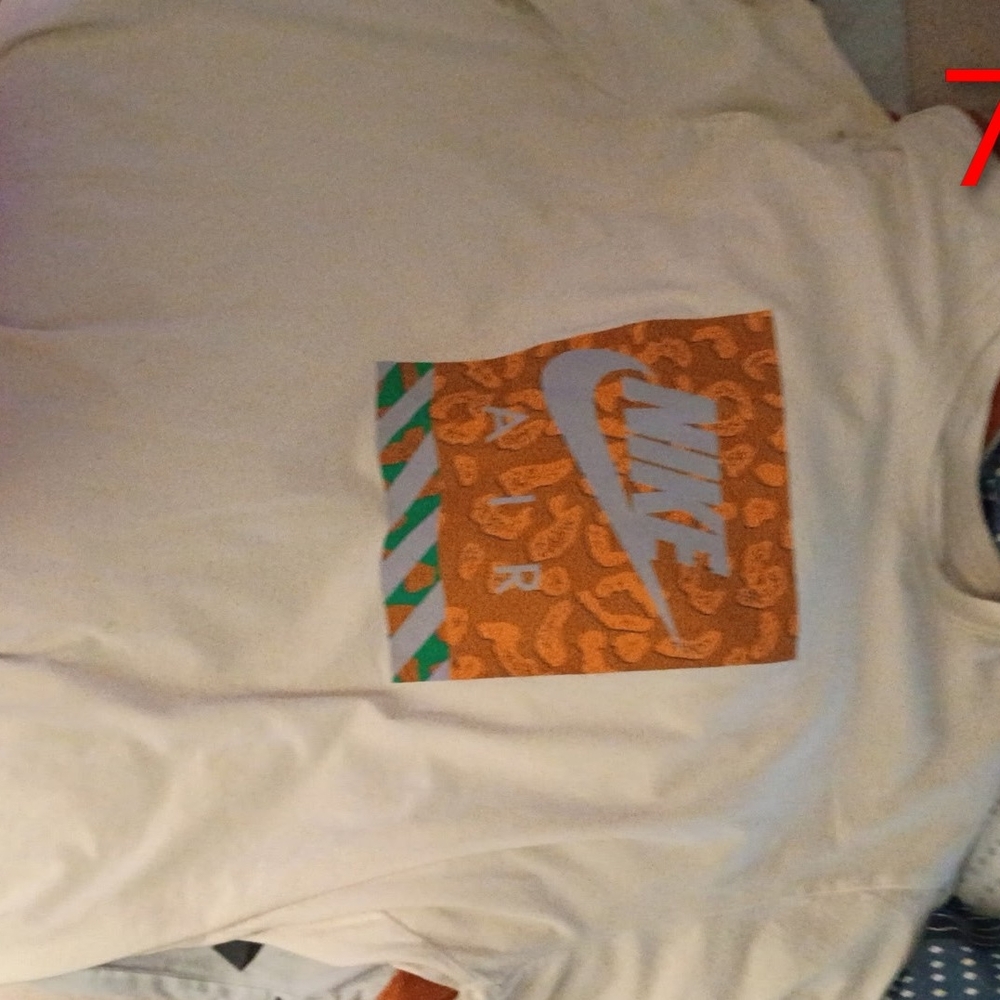 Nike White Tee with Orange and Green Graphic